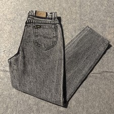 Vintage Lee Acid Wash Mom Jeans Sz 11 Medium 28x28 Made In USA Mottled Gray