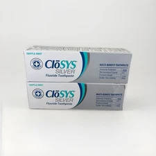 2 Pack! CloSYS Silver Fluoride Toothpaste, 3.4 oz Gentle Mint (Exp, 09/2027)