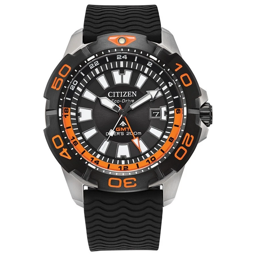 Citizen Men's Dive Date Eco-Drive Black GMT Watch 43MM BJ7129-05E