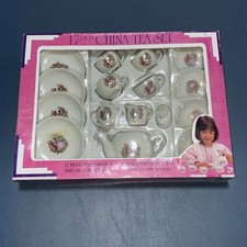 Vintage  Children's 17 Pc China Tea Set  Courting Couple Print  In Box