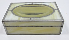 Vintage Beautiful Stained Glass Art Glass Trinket Jewelry Box Mirror Bottom P33