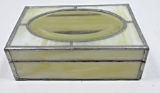 Vintage Beautiful Stained Glass Art Glass Trinket Jewelry Box Mirror Bottom #P33