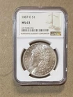 1887 -O MS-63 #062 $1 Morgan Silver Dollar Key date
