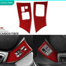 Red Carbon Fiber Window Lift Switch Panel Cover For Toyota Supra A80 MK4 1993-99