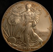 USA Dollar $1 2008 Ounce 31g .999 Fine SILVER Eagle (T92)