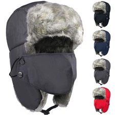 Earflap Trapper Thick Aviator Russian Fur Winter Ski Hat Ear Flap Cap Men Women