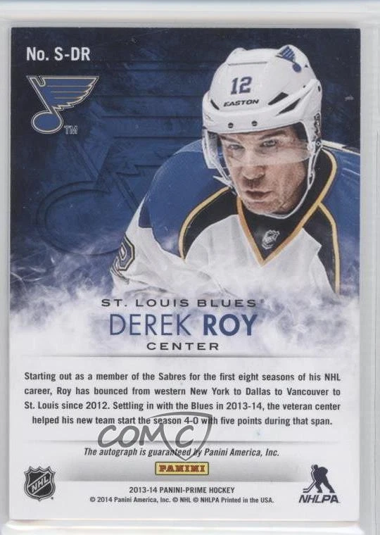 2013-14 Panini Prime Signatures Holo Silver /10 Derek Roy #S-DR Auto - Image 2 of 2