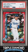 2025 Topps Chrome Sapphire Roki Sasaki Rookie Red Refractor #1/5 PSA 8.5 B449