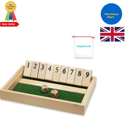 Tragbares Shut the Box Spiel - 2 Spieler Holz Würfelspiel für Familienspaß + 3-8 Jahre