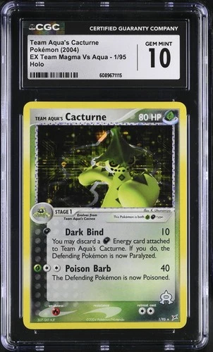 CGC 10 Team Aqua's Cacturne EX Team Magma Vs Aqua 1/95 Holo Pokemon Card