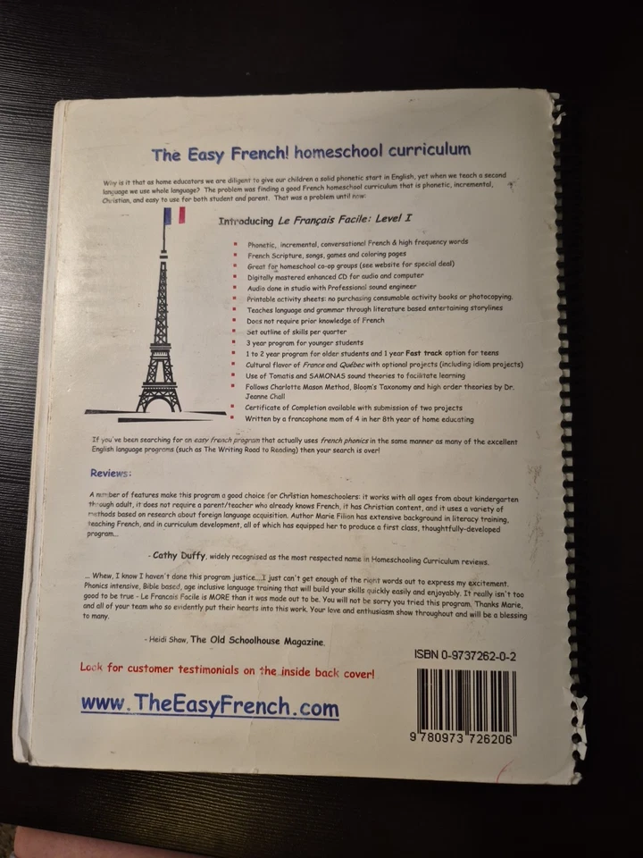 THE EASY FRENCH LEVEL I W/ 2 CDS HOMESCHOOL EDITION LE By Marie Filion - Image 2 of 4