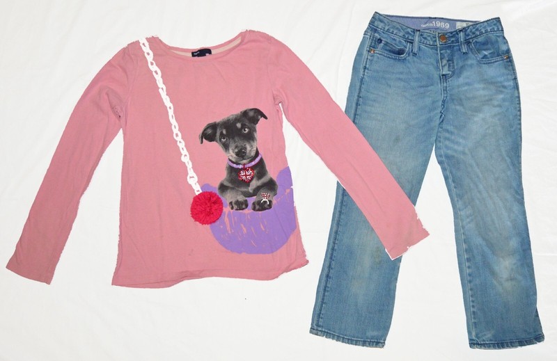Gap Kids Puppy In Purse Shirt / Skinny Crop Jeans 10 Slim