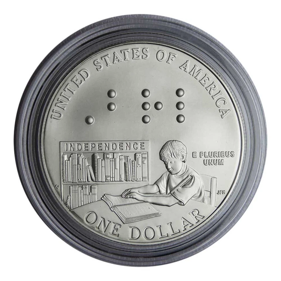 2009 Louis Braille Bicentennial Proof Silver Dollar $1 BOX COA OGP - Image 3 of 3