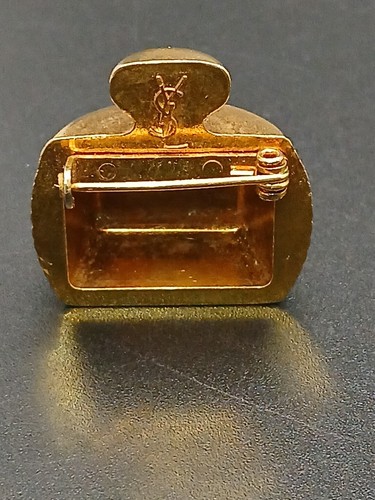YSL anni 90 "CHAMPAGNE" bottiglia profumo replica testurizzato tono oro spilla delicata - Foto 7 di 8