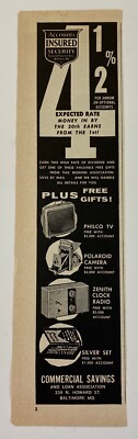 1961 Commercial Savings & Loan Association Accounts Insured Security  Print Ad 