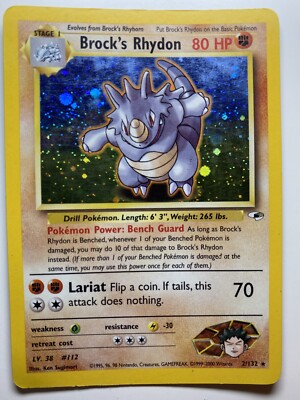 brock's rhydon pokemon card value (2/132) [Gym Heroes Unlimited] you may do 10 of that damage to Brocks Rhydon instead Pokmon TCG Brock's Rhydon Gym