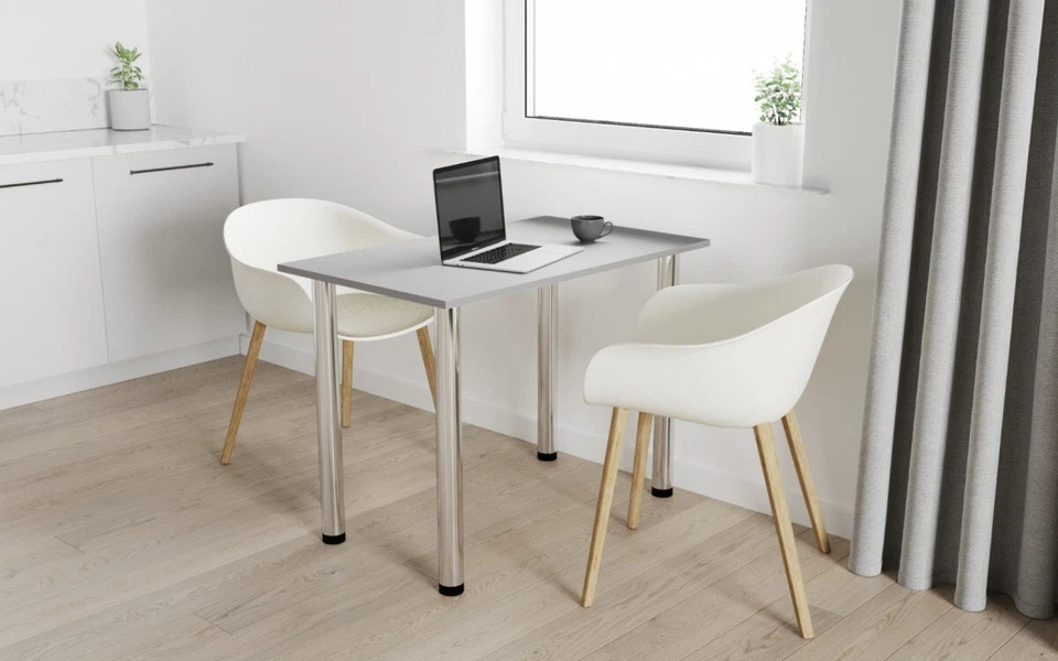 Dining Table Solid Oak Wood Kitchen Furniture Metal Legs Moder - Image 4 of 4