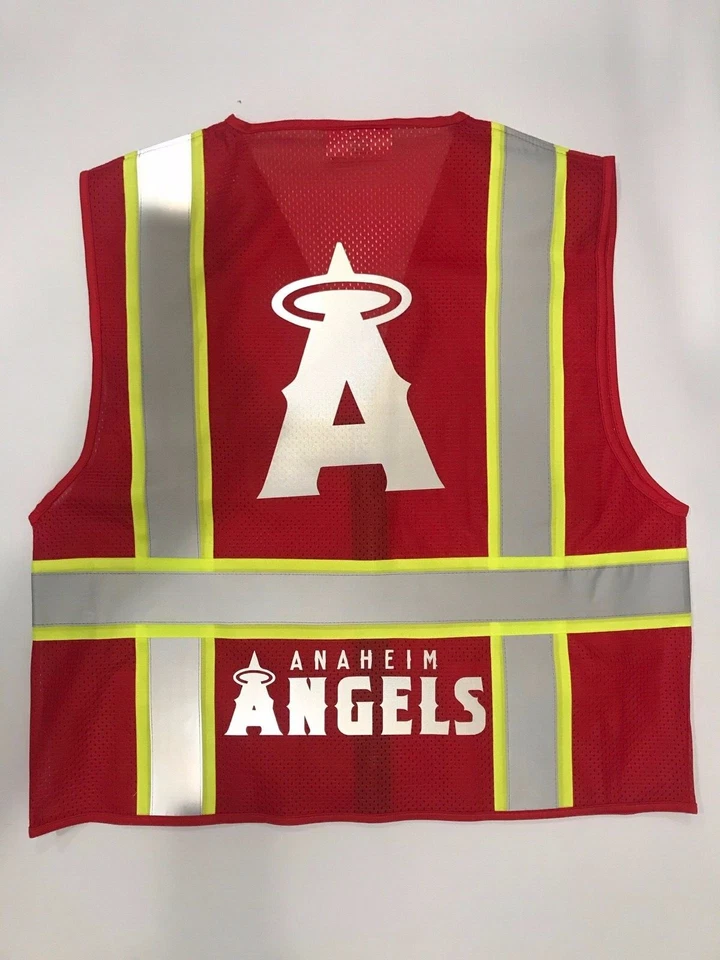 ⚾️ ANAHEIM ANGELS ⚾️ RED REFLECTIVE SAFETY VEST W/REFLECTIVE LOGO 🚧 - Image 2 of 3
