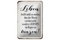 Blechschild Spruch 12X18 Cm Leben Lernen Im Regen Zu Tanzen Deko Schild