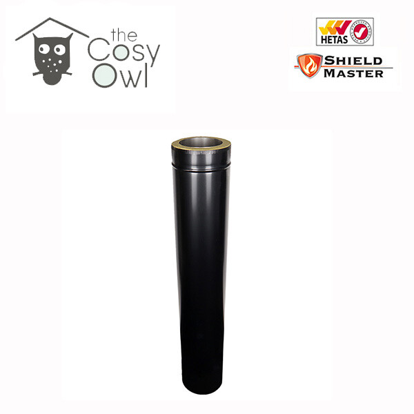 Shieldmaster Twin Wall Flue Pipe Black Straight & Adjustable Lengths
