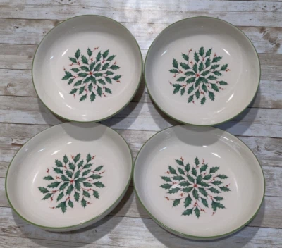 Lenox Holiday Christmas Holly Berry Pasta or Serving Bowls Set of 4 NEW
