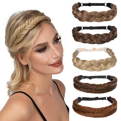 Synthetic Headband Fishtail Braids Hair With Adjustable Belt Plaited Hairband