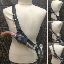 Pirate Leather Strap Costume Baldric Gun Sword Holster Flintlock Pistol Medieval
