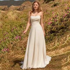 Sexy Boho Wedding Dresses Off The Shoulder Sleeveless Chiffon A-Line Bridal Gown