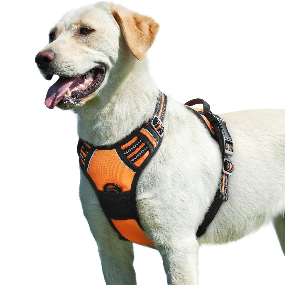 Dog Harness for Large Dogs, No Pull Service Vest with Reflective Strips and C...