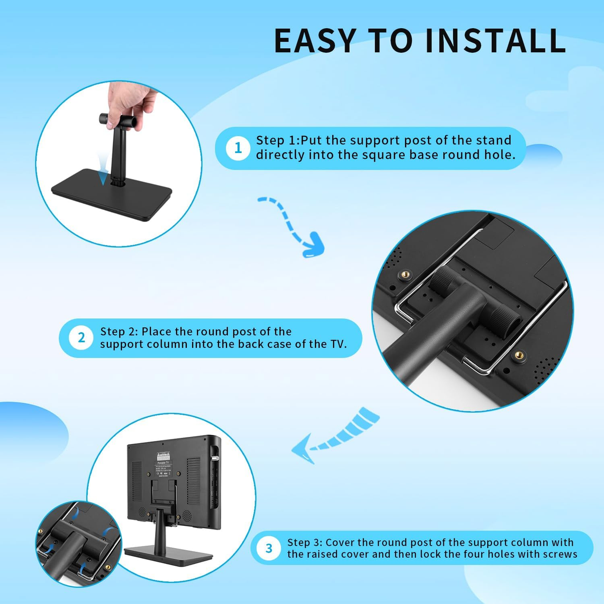 Compact 12-Inch HD Portable TV with HDMI/USB - Perfect for Home