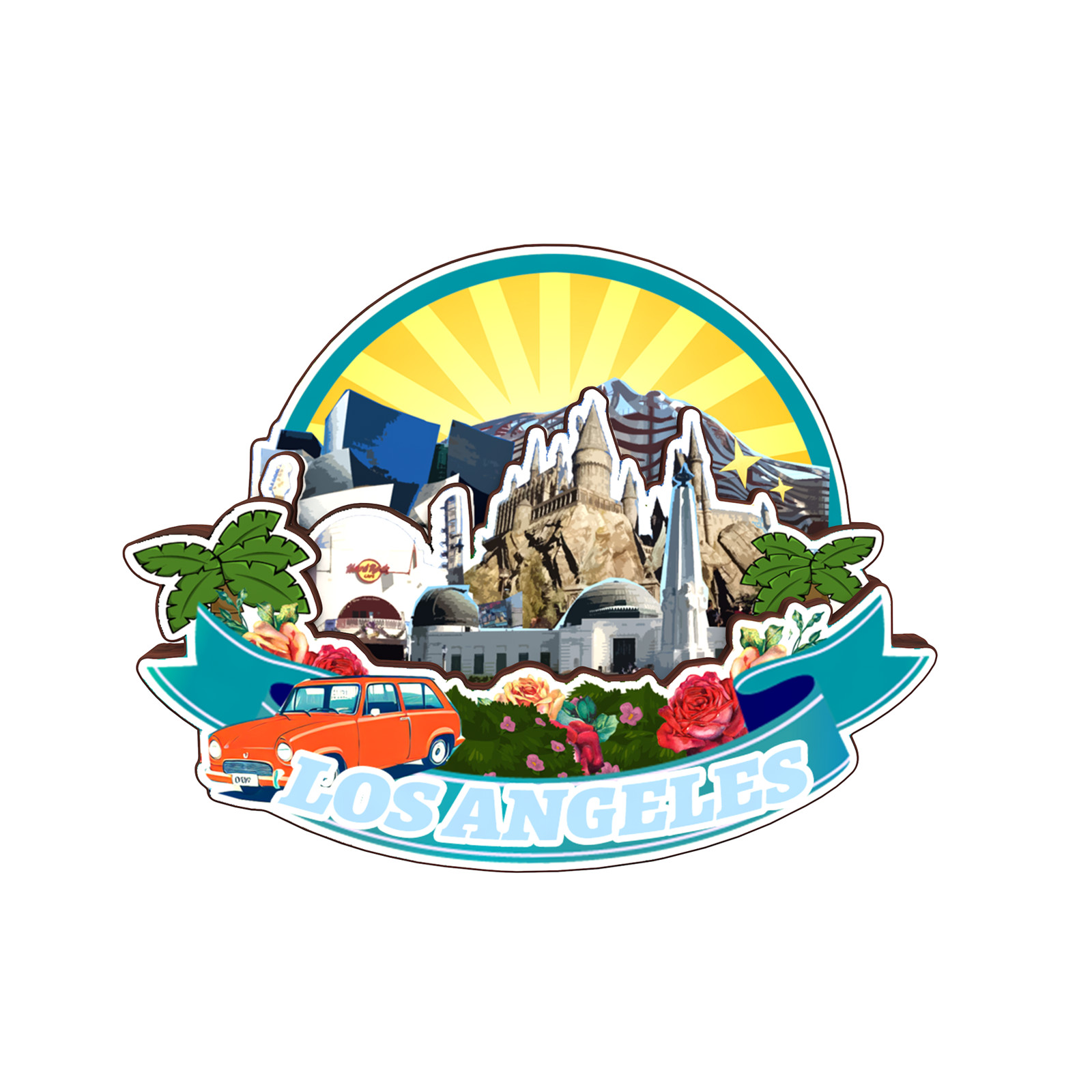 Los Angeles California USA Refrigerator magnet 3D travel souvenirs wood