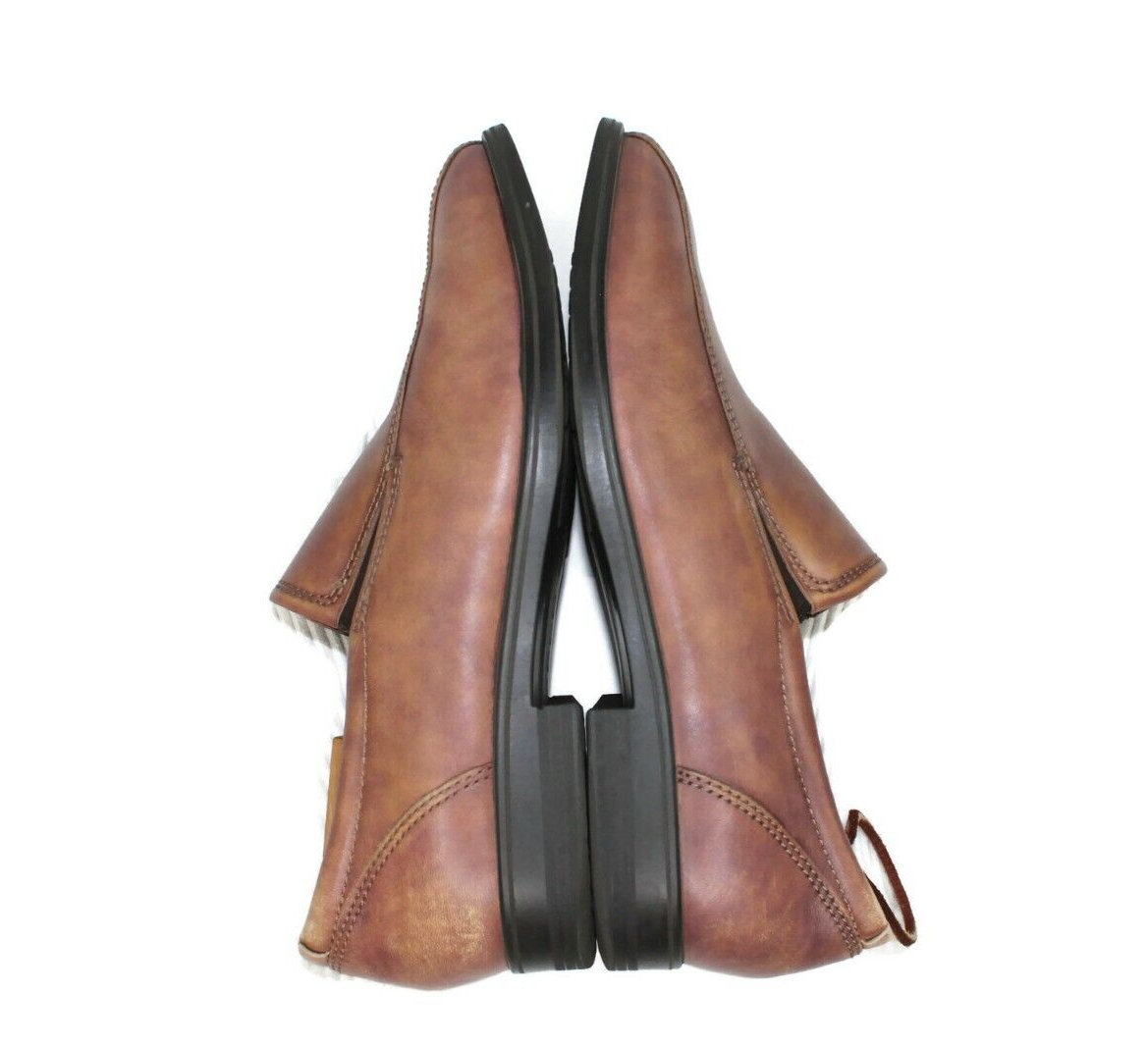 Ecco Queenstown Bike Toe Slip on Amber Leather Loafer Shoes  display picture 1
