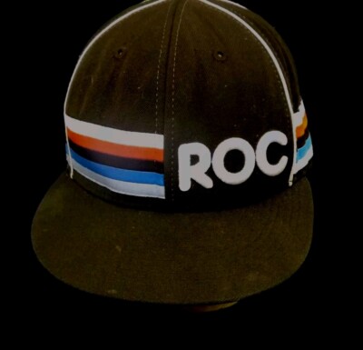 Vintage Rocawear Hat Cap Fitted Brown Striped 