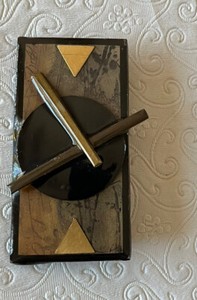 Vintage 80's Abstract ?Clock Brooch Pin Signed C. Duluis