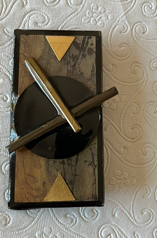 Vintage 80's Abstract ?Clock Brooch Pin Signed C. Duluis