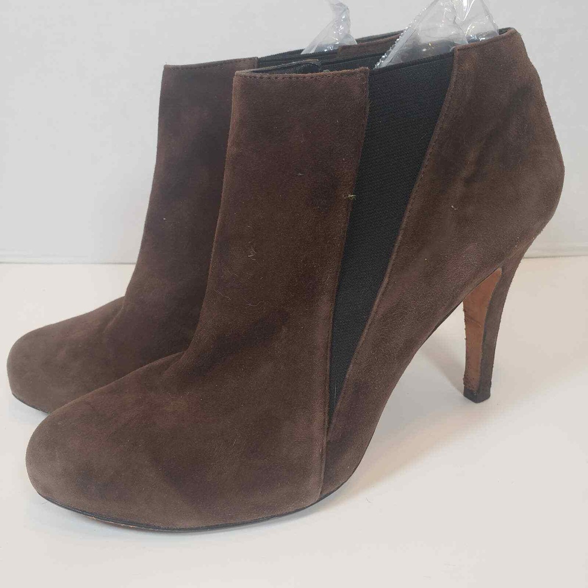 Saks Fifth Avenue Brown Suede Platform Heel Bootie Ankle 