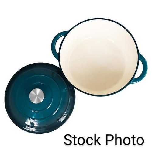 5 Qt. Durable Cast Iron Low Pot Dutch Oven in Blue Ombre - Picture 10 of 10