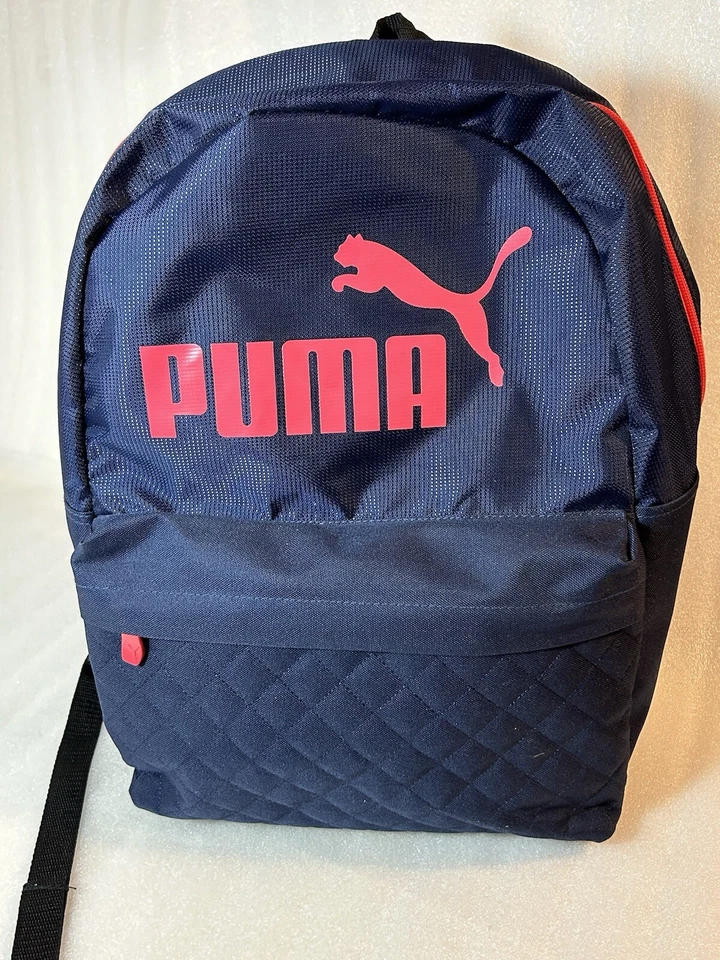 Mochila PUMA azul marinho e rosa quente bolsa de livro escolar estudantil 13 x 16 x 8 polegadas - Imagem 2 de 4