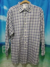 BROOKS BROTHERS NON IRON BUTTON FRONT SHIRT Men's 17 Blue/Purple White Plaid B45