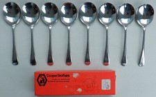 8 Vintage Jam Spoons Stainless Steel COOPER BROTHERS Fruit Cutlery Old English