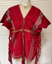 Antique Burmese Tunic, Hand woven cotton fabric, fringed, ethnic, collectors