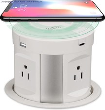 Pop Up Outlet Wireless Charger Power Strip Surge Protector Outlet with USB Ports