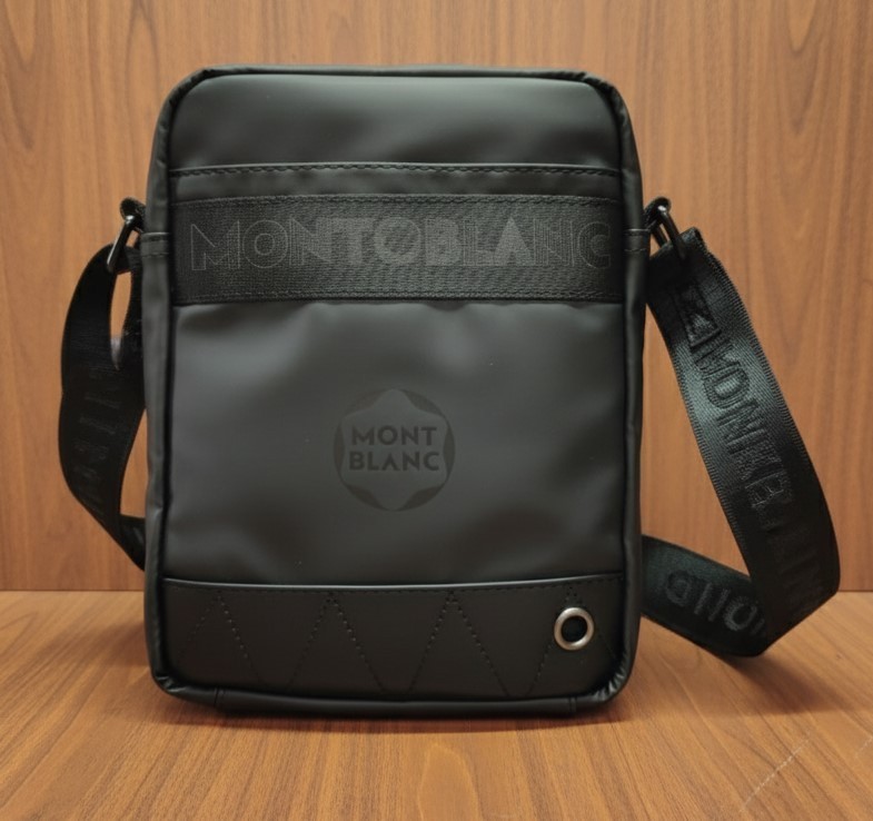 Montblanc Black Color Men Crossbody Shoulder Bag With Secure Zip Compartments