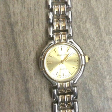 Oleg Cassini Two Tone Women's Watch Round Gold Dial on a 2 Tone Linked Band New!