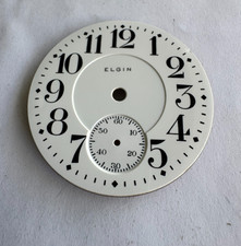 FINE VINTAGE 18 SIZE ELGIN POCKET WATCH PORCELAIN DOUBLE SUNK DIAL