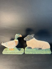 Menno Shirk 1989 Vintage Folk Art Wood Chipped Duck & Sheep-listing For Fist-3-1
