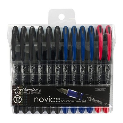 Thornton's Disposable Fine Point Assort Business Colors Fountain Pens Pack of 12