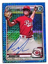 2020 Bowman Chrome Prospect HTA Choice Blue Mojo Refractor Packy Naughton Auto