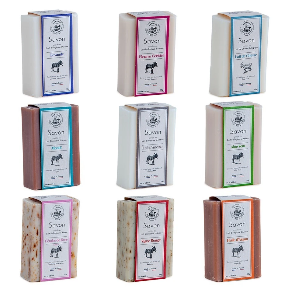 MAISON DU SAVON DE MARSEILLE 3 x 125g Riegel - duftende französische Seifen mit Bio-Eselmilch und Sheabutter