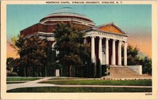 Hendricks Chapel Syracuse University New York Linen Postcard Cancel 1c Liberty